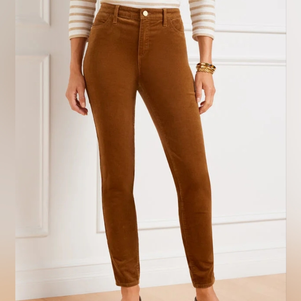 TALBOTS Brown Stretch Corduroy Jeggings Slimming Petite Comfort 12P Skinny NWT